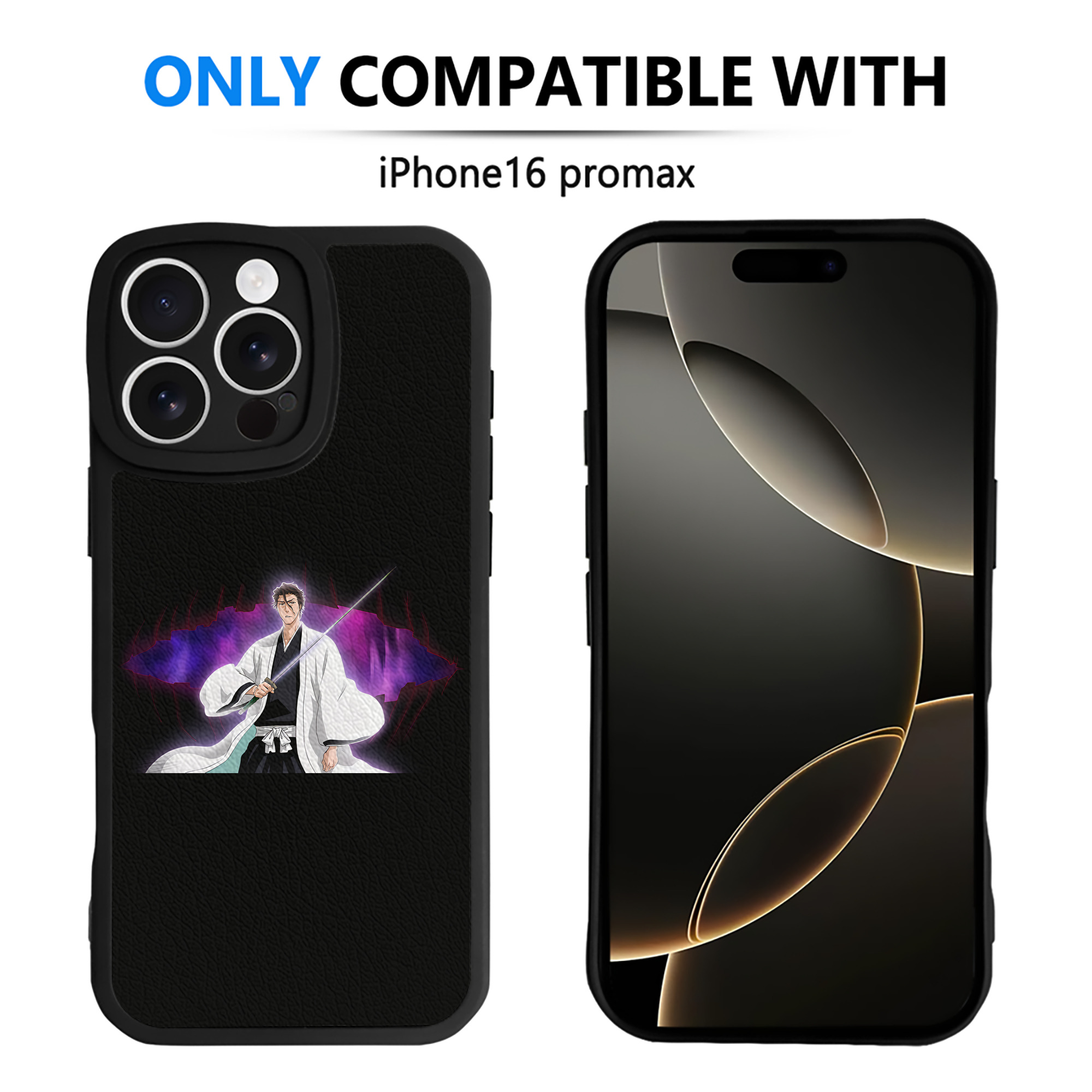（画像用） ブリーチ 藍染 惣右介（あいぜん そうすけ） BLEACH Aizen Sousuke 【iPhone 16シリーズ対応】シリコンスマホケース（レザー調） 材質：シリコン